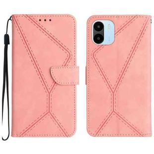 For Xiaomi Redmi A1+ / A2+ Stitching Embossed Leather Phone Case(Pink)
