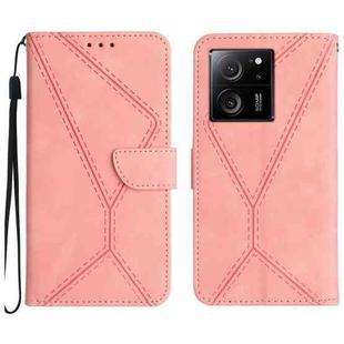 For Xiaomi 13T / 13T Pro Stitching Embossed Leather Phone Case(Pink)