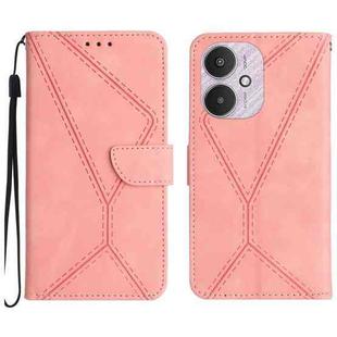 For Xiaomi Redmi 13C 5G Stitching Embossed Leather Phone Case(Pink)