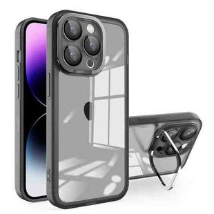 For iPhone 14 Pro Max Invisible Lens Bracket Matte Transparent Phone Case(Black)