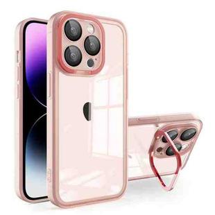 For iPhone 11 Invisible Lens Bracket Matte Transparent Phone Case(Pink)