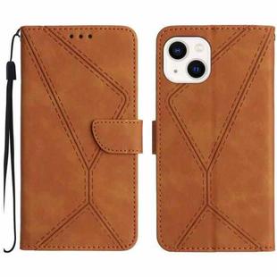 For iPhone 14 Stitching Embossed Leather Phone Case(Brown)