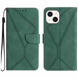 For iPhone 14 Stitching Embossed Leather Phone Case(Green)