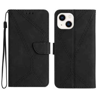 For iPhone 14 Stitching Embossed Leather Phone Case(Black)