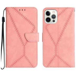 For iPhone 14 Pro Stitching Embossed Leather Phone Case(Pink)