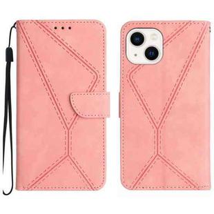 For iPhone 13 Stitching Embossed Leather Phone Case(Pink)