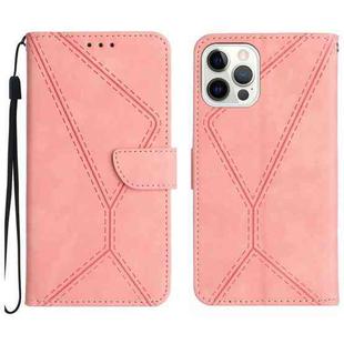 For iPhone 13 Pro Stitching Embossed Leather Phone Case(Pink)