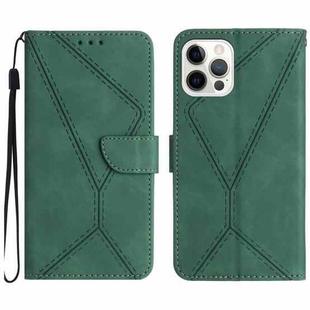 For iPhone 12 Pro Max Stitching Embossed Leather Phone Case(Green)