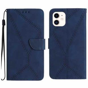 For iPhone 11 Stitching Embossed Leather Phone Case(Blue)