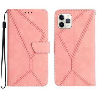 For iPhone 11 Pro Stitching Embossed Leather Phone Case(Pink)