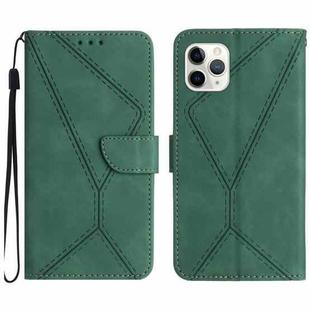 For iPhone 11 Pro Stitching Embossed Leather Phone Case(Green)