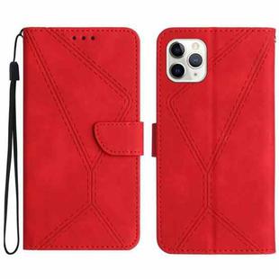 For iPhone 11 Pro Max Stitching Embossed Leather Phone Case(Red)