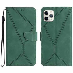For iPhone 11 Pro Max Stitching Embossed Leather Phone Case(Green)