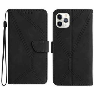 For iPhone 11 Pro Max Stitching Embossed Leather Phone Case(Black)
