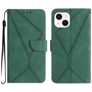 For iPhone 14 Plus Stitching Embossed Leather Phone Case(Green)