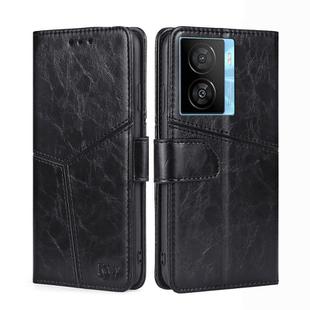 For vivo iQOO Z7x Geometric Stitching Leather Phone Case(Black)