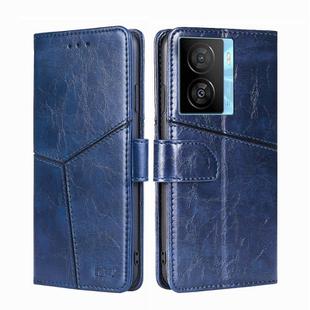 For vivo iQOO Z7x Geometric Stitching Leather Phone Case(Blue)