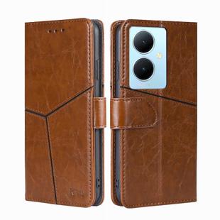 For vivo Y78 Plus 5G Geometric Stitching Leather Phone Case(Light Brown)