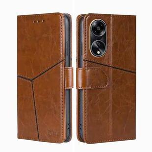 For OPPO A1 5G Geometric Stitching Leather Phone Case(Light Brown)