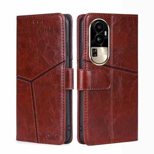 For OPPO Reno10 Pro 5G Geometric Stitching Leather Phone Case(Dark Brown)