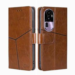 For OPPO Reno10 Pro+ 5G Geometric Stitching Leather Phone Case(Light Brown)