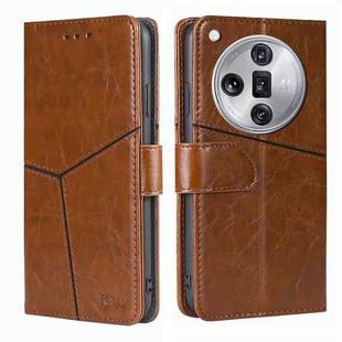 For OPPO Find X7 Ultra 5G Geometric Stitching Leather Phone Case(Light Brown)
