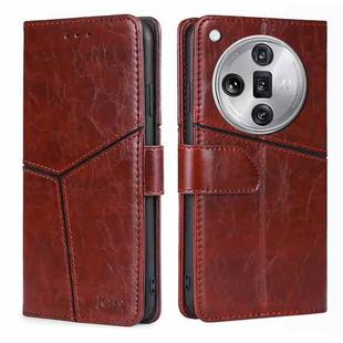 For OPPO Find X7 Ultra 5G Geometric Stitching Leather Phone Case(Dark Brown)