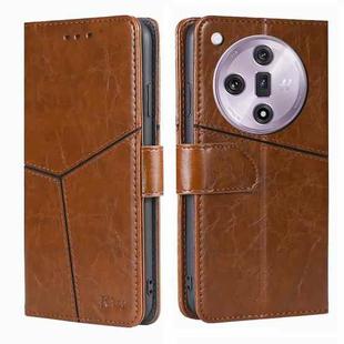 For OPPO Find X7 5G Geometric Stitching Leather Phone Case(Light Brown)