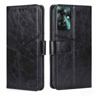 For OPPO Reno11 F 5G Geometric Stitching Leather Phone Case(Black)