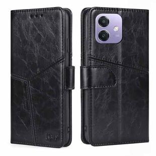 For OPPO A3 5G India Geometric Stitching Leather Phone Case(Black)