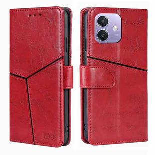 For OPPO A3 5G India Geometric Stitching Leather Phone Case(Red)