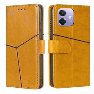 For OPPO A3 5G India Geometric Stitching Leather Phone Case(Yellow)