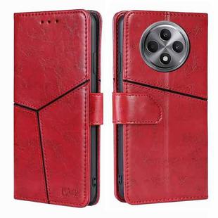 For OPPO Reno12 F 5G Geometric Stitching Leather Phone Case(Red)