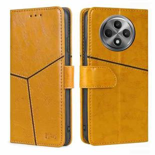 For OPPO Reno12 F 5G Geometric Stitching Leather Phone Case(Yellow)