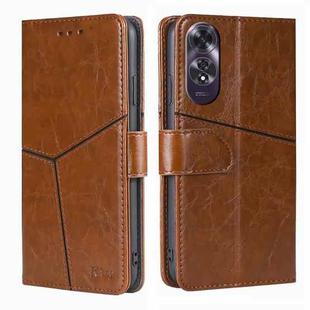 For OPPO A60 4G Global Geometric Stitching Leather Phone Case(Light Brown)