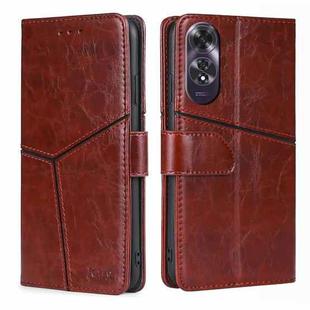 For OPPO A60 4G Global Geometric Stitching Leather Phone Case(Dark Brown)