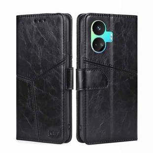 For Realme GT Neo5 SE Geometric Stitching Leather Phone Case(Black)