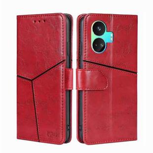 For Realme GT Neo5 SE Geometric Stitching Leather Phone Case(Red)