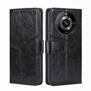 For Realme 11 Pro 5G / 11 Pro+ 5G Geometric Stitching Leather Phone Case(Black)