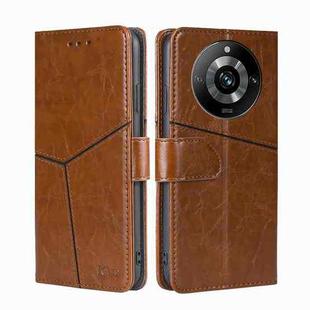 For Realme 11 Pro 5G / 11 Pro+ 5G Geometric Stitching Leather Phone Case(Light Brown)