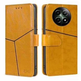 For Realme 12 5G Geometric Stitching Leather Phone Case(Yellow)