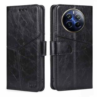 For Realme 12 Pro 5G Geometric Stitching Leather Phone Case(Black)