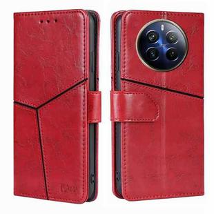 For Realme 12 Pro 5G Geometric Stitching Leather Phone Case(Red)