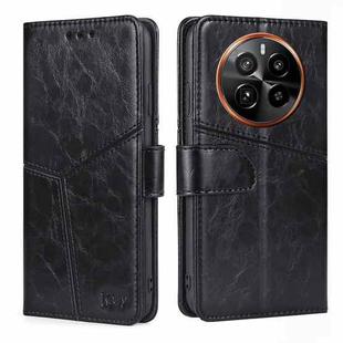 For Realme GT5 Pro 5G Geometric Stitching Leather Phone Case(Black)