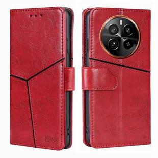 For Realme GT5 Pro 5G Geometric Stitching Leather Phone Case(Red)