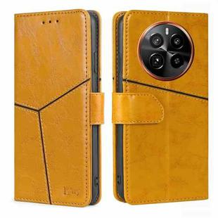 For Realme GT5 Pro 5G Geometric Stitching Leather Phone Case(Yellow)