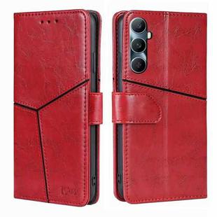 For Realme C65 4G Geometric Stitching Leather Phone Case(Red)