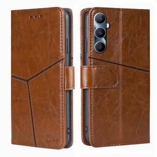 For Realme C65 4G Geometric Stitching Leather Phone Case(Light Brown)