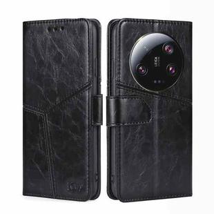 For Xiaomi 13 Ultra 5G Geometric Stitching Leather Phone Case(Black)