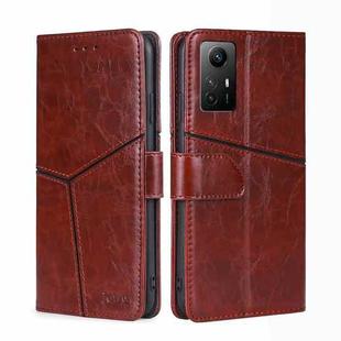 For Xiaomi Redmi Note 12S 4G Geometric Stitching Leather Phone Case(Dark Brown)